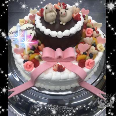 ウェディングケーキ♡<br>ガナッシュと生クリームの2段♡